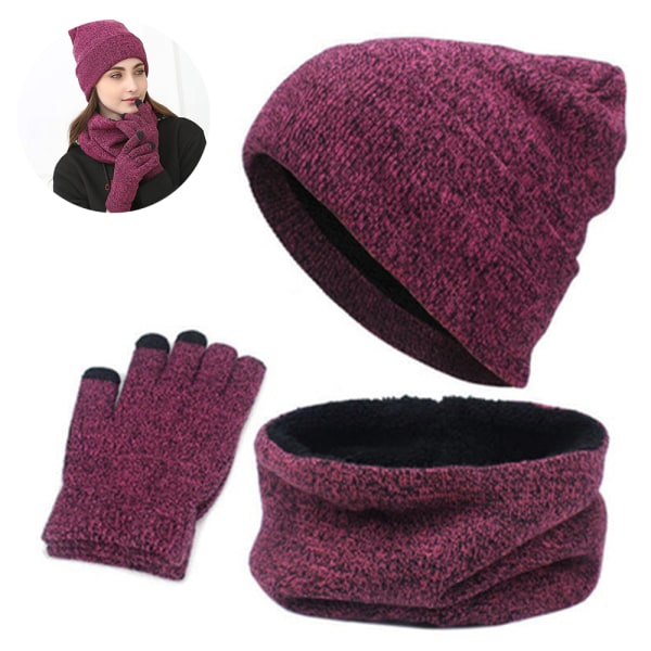 1 set/ 3 pcs Winter Hat Scarf Gloves Set for Men and Women,