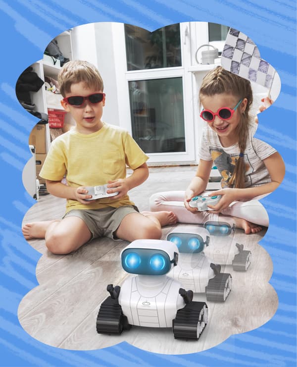 Robotleksak för barn, 1 styck laddningsbar vit robot, fjärrkontroll