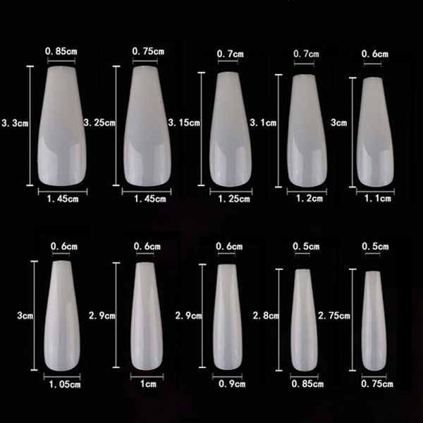 100 st falska naglar akrylnaglar full cover tips kista manikyr ballerina uv gel akryl nagel kit verktyg falska