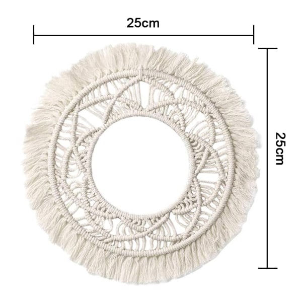 Kudottu seinävaate, pyöreä boho-makrame-seinävaate, käsintehty