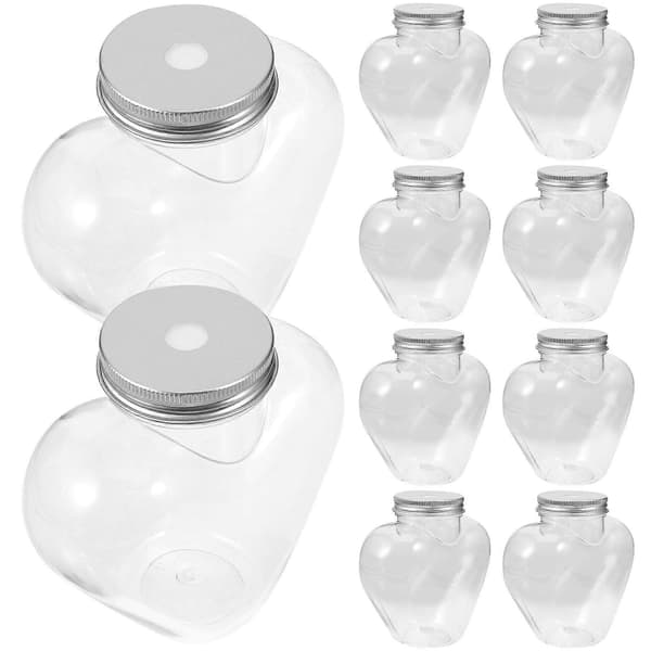 10 st hjärtformade dryckesflaskor, dryckesjuicebehållare, återanvändbara plastflaskor