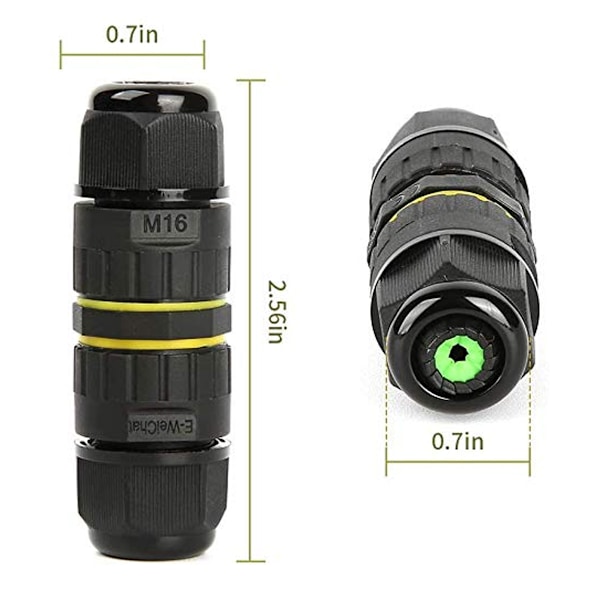 Vattentät kopplingsdosa/ 3 st Ip68 vattentät kabelkontakt/Extern mantelkontakt/Max Ø10 mm kabelkontakt/Väderbeständig utomhusanslutning