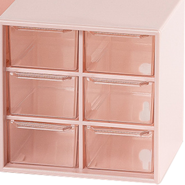Pen Desk Hylde Støvbestandig 6 Skuffer Pen Organisation Opbevaringshylde til Studerende Kontorfolk Pink