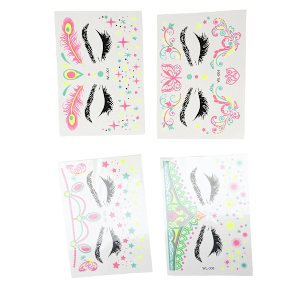 8 st Självhäftande Ansiktsstickers Glitter, Festival Ansiktsstickers Tatuering Stickers Set, Ädelstenar Glitter Rave Party Kropp Temporära Tatueringar för Ögon Ansikte