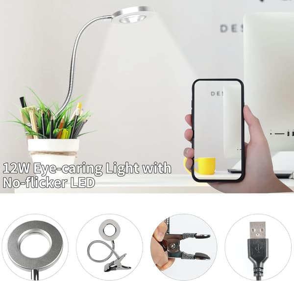 Bogklips Læselampe, 5W 48 LED Klips Lampe, Dæmpbar Klips Lampe