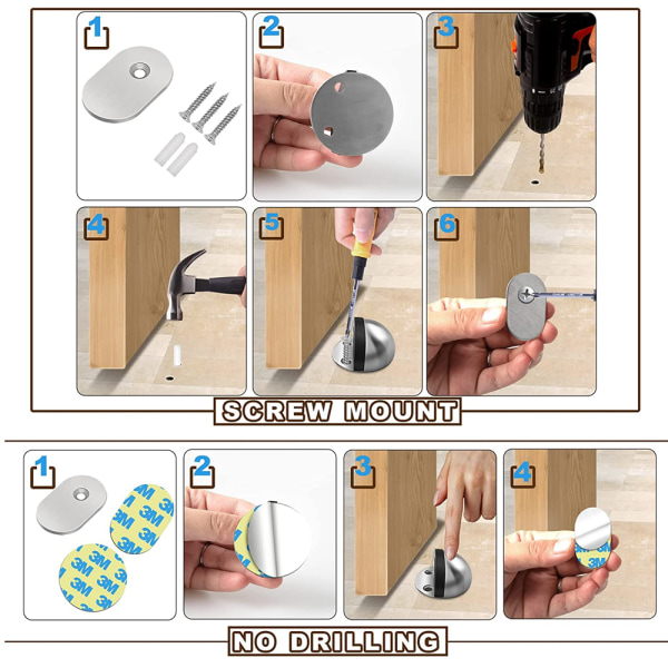 2-pak Dørstopper, Magnetisk Dørstopper, Flush Moderne Gulvmontering