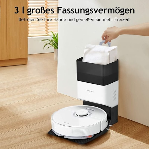 Lätt att byta dammsugarpåse, hållbara ersättningsdammsugarpåsar för Xiaomi Roborock S7 MaxV Ultra, läckagesäker design för självtömning