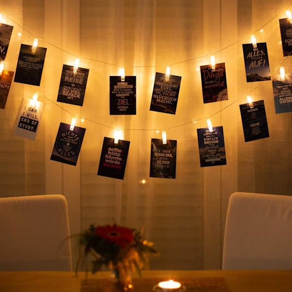 LED-fotoklämmor ljusslinga, återanvändbar 5 meter/ljusslingor-8 lägen