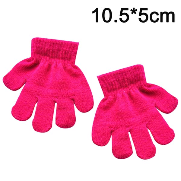 Børns vintervarme ensfarvede femfingerhandsker rose red
