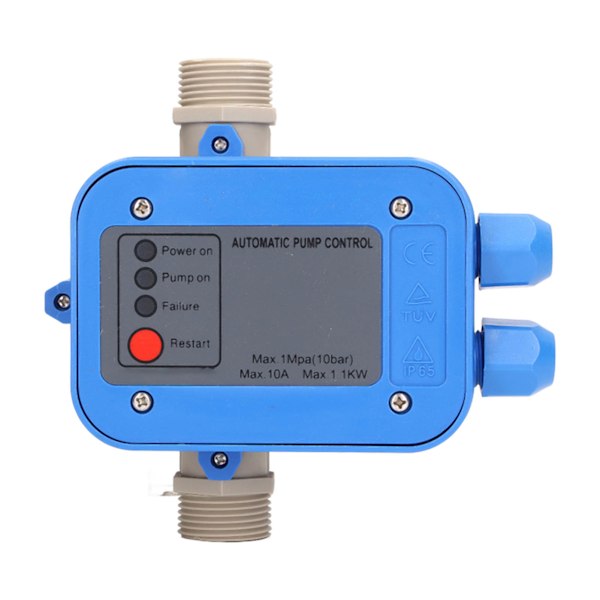 Vandpumpe Trykstyringsswitch 1,5bar‑3,0bar Vandtæt Justerbar Controller Blå Grå 110V‑120V 0,75kw