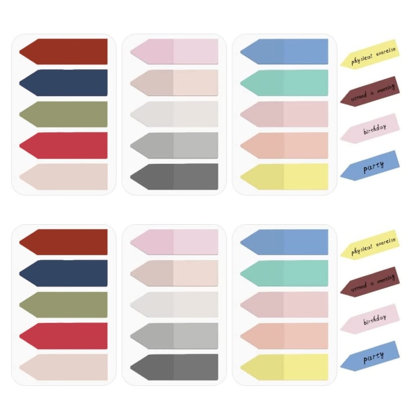Färgglada klibbiga pilflaggor Sidmarkörer Indexflikar, självhäftande flyttbara indexeringsflaggor, 600 ark