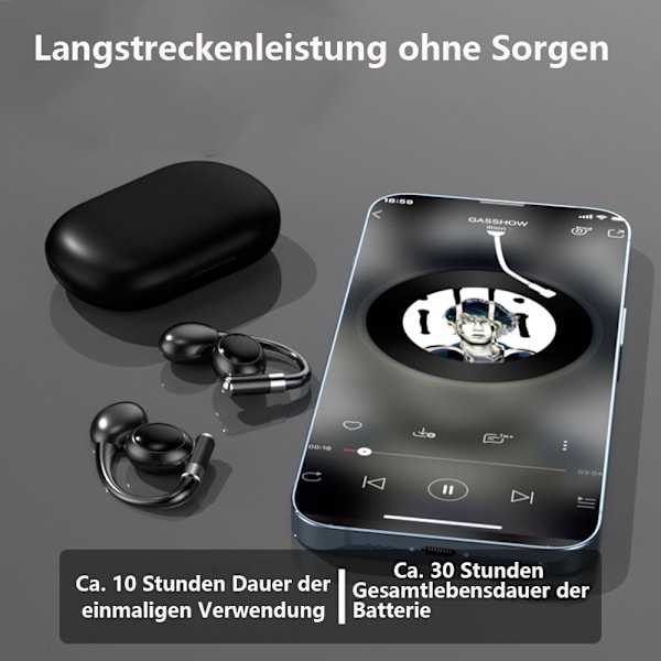 Avoimet korvanapit Langaton Bluetooth 5.3, Sisäänrakennettu Mikrofoni Korvakoukuilla, Vedenkestävä Urheilukorvanapit Androidille/iPhoneille