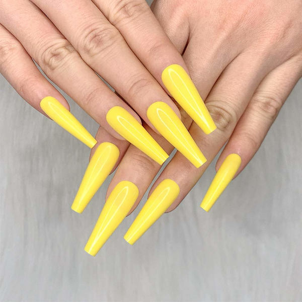 24 stk. Dyb Nude Ren Farve Ballerina Lang Kiste Glansende Falske Negle Tryk på Negle Falske Spidser Manicure til Kvinder og Piger