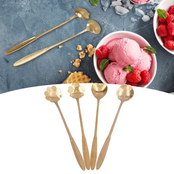 Elegant Skedset för Par för Hemkaféer, Rostfritt Stål Utsökt Lång Sked Säker att Använda med Släta Kanter, Böjs Inte eller Roostar, Perfekt Gåva För