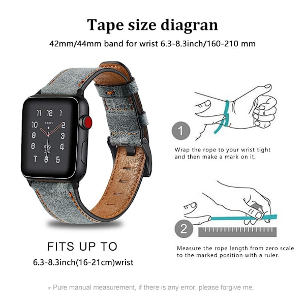 Kompatibel med Apple Watch Rem 38-40mm /42-44mm, Ægte