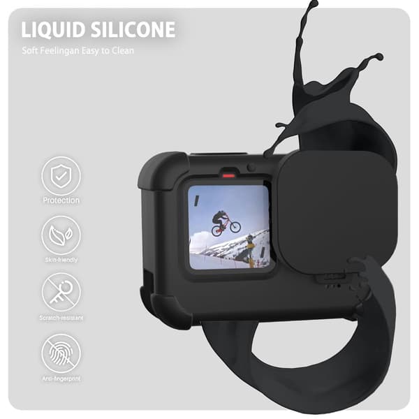 Til GoPro Hero 12 11 10 9 Tilbehørssæt Sort Silikone Ærme Beskyttelsesetui Sæt