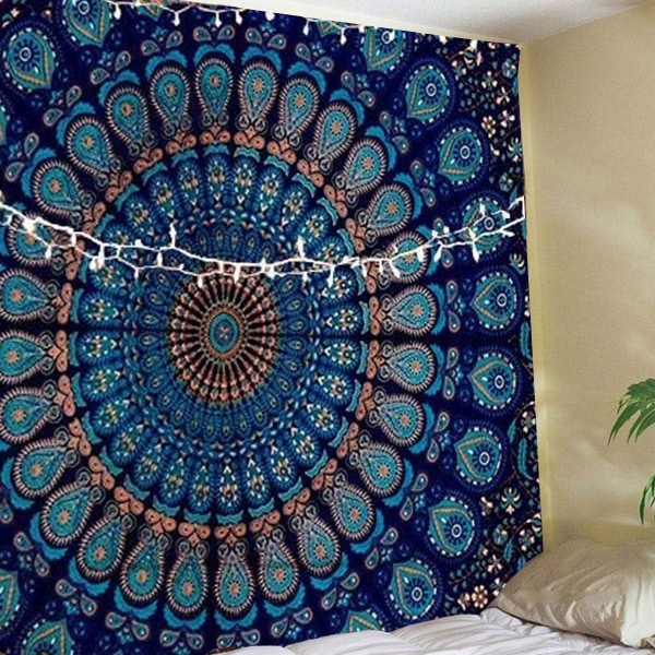 Traditionel mandala hippie vægophæng, blomster guld sengetøj