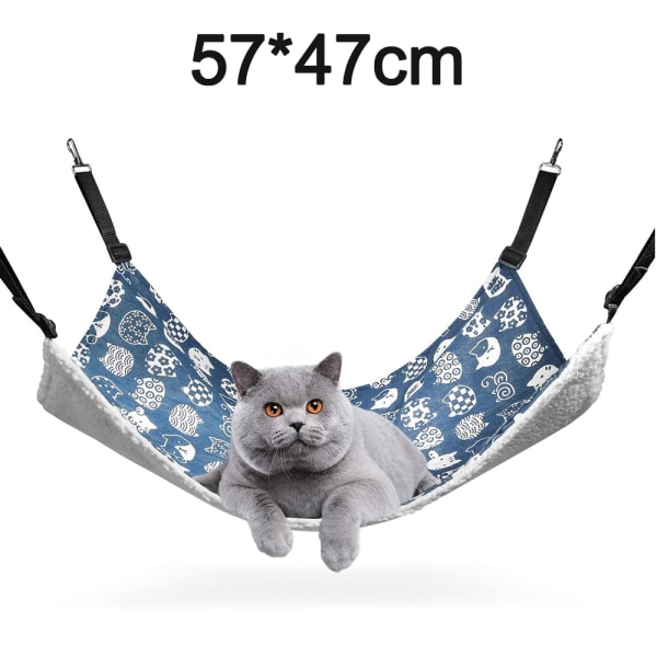Hengekøye for katt, grå firkantet (fleece), myk og behagelig