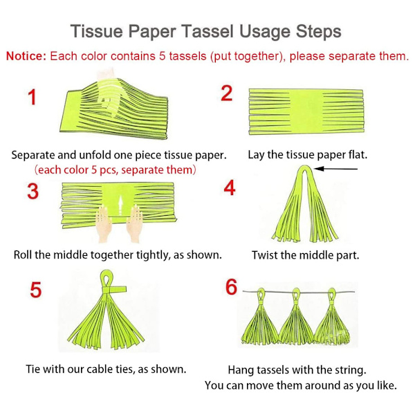 30 kpl Paper Tassels -riipuksia, DIY-riipusnauha, raidallinen paperi