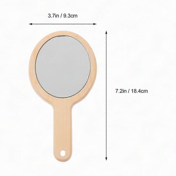Handhållen sminkspegel i trä för sminkbord, 1 st