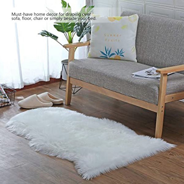 Faux fårskinn Fur Rug Mjuk Matta Områdesmatta för Sovrum Soffa Golv Vardagsrumsdekor Vit