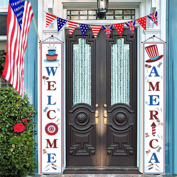 4. juli Veranda Skilt Patriotisk Amerikansk Flag, Banner