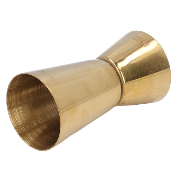 2 stk Dobbelt Hoved Cocktail Jigger Rustfrit Stål Guld Vin Jigger Bar Målebeger til Restaurant Fest, 25/50ml