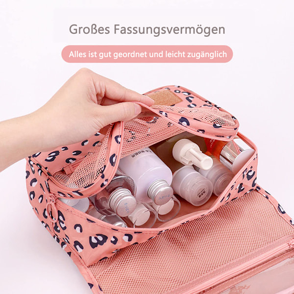 Essential Traveler: Portabel Toalettväska, Krokdesign Slitstarkt Material För Män Och Kvinnor, Rosa Leopardtryck