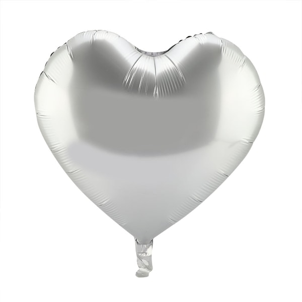 10 st 10\" Hjärtformade aluminiumfolieballonger Fest Bröllop Födelsedag Dekor (Silver)