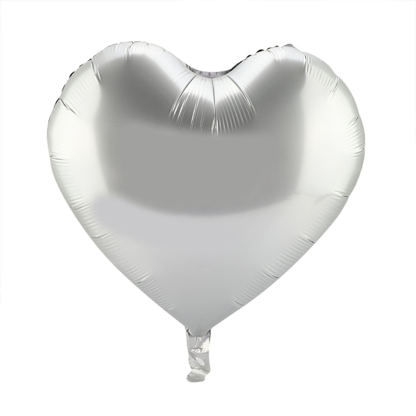 10 stk. 10\" Hjerte Aluminiumfolie Balloner Fest Bryllup Fødselsdag Dekoration (Sølv)