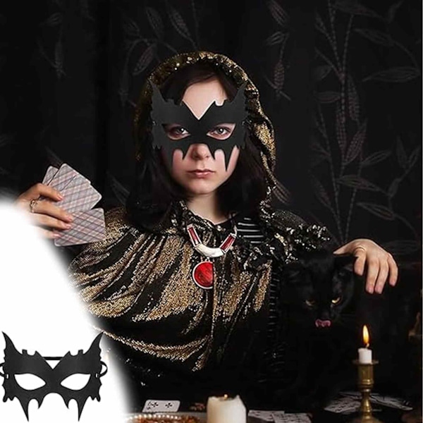 Halloween Maskerad Svart Fladdermusmask, Svart Unisex Filt Tyg Halv Ansikte Ögonmask, för Fest Cosplay Kostym Rekvisita Maskerad Karneval Tillbehör