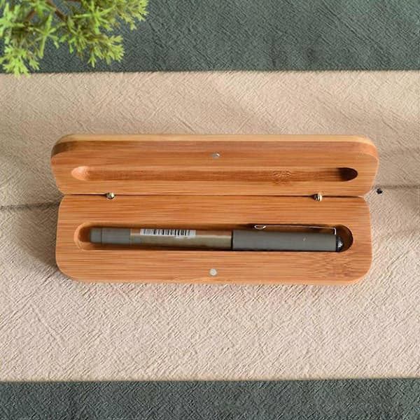 1 stk bambus skrivesaker pennboks elegant enkeltpennfutteral kontorpennboks gave