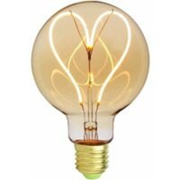 Klassisk Edison G95 vintage glödlampa – Hjärtmotiv – Mjuk LED-glödtråd – Bärnstensfärgat glas – 4 W – Justerbar – 220V – E27-sockel