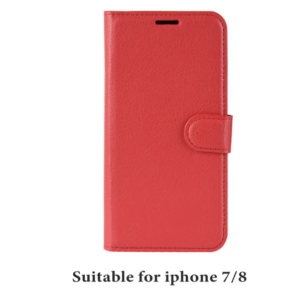 iPhone 7/8 PLUS Lompakkokotelo NAHKAA - 3 korttipaikkaa - 6 väriä - PUNAINEN punainen