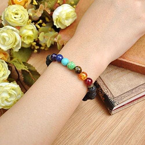 Äkta Chakra Healing Natursten 7 Pärlor Armband
