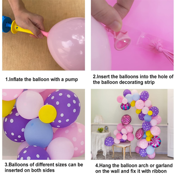 Regnbåge Smileys Godis Folieballonger för Födelsedag Bröllop, Pastell Ballongbåge med Flerfärgade Ballonger Partydekorationer, Latexballonger Godisland