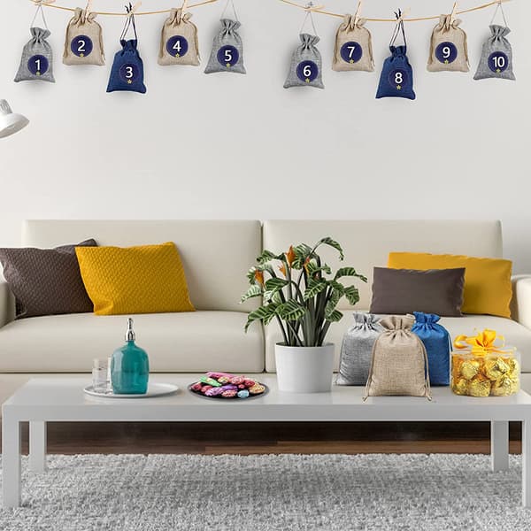 24 st Tyg Adventskalendrar För Diy Julklappspåsar, A
