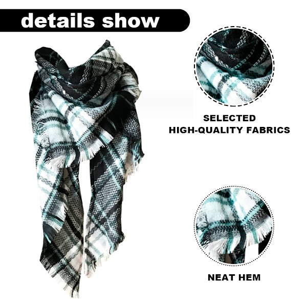 Dame Fall Winter Plaid Trekant Sjal Sjal Klassisk Kvast