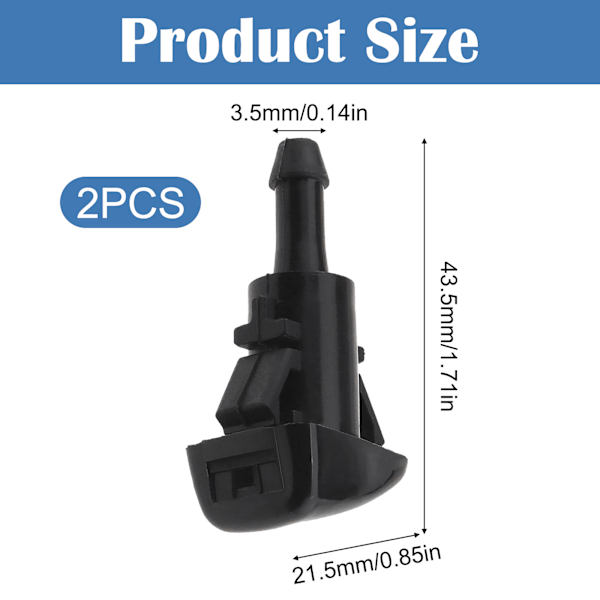 2 stk vindusspylerdyser til bil - svart