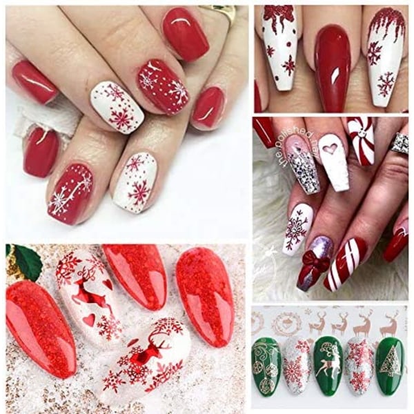 9 ark Christmas Nail Art Stickers Dekaler Ny 3D Snowflake