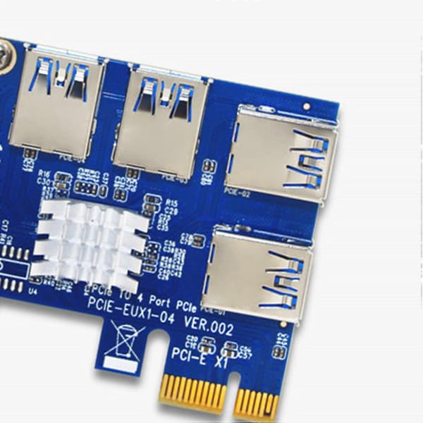 PCI-e till PCI-e Riser-kort 1 till 4 1x till 16x USB 3.0 Slot Hub Adapter för Bitcoin Mining Miner BTC De