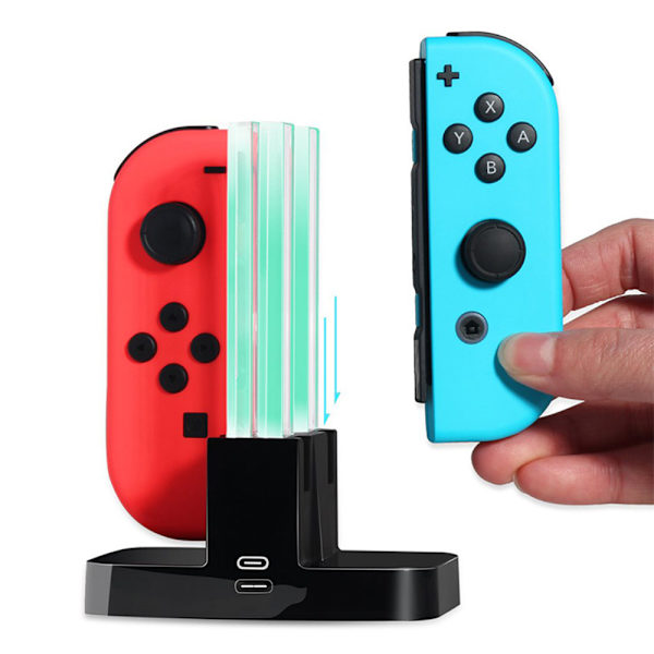 4-in-1 Latausasema Nintendo Switchille, Lamppost LED -ilmaisimella, Latausteline Latauskaapelilla