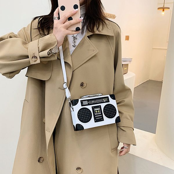 Retro radio-inspirert veske, elegant PU-veske for kvelden, eksklusivt