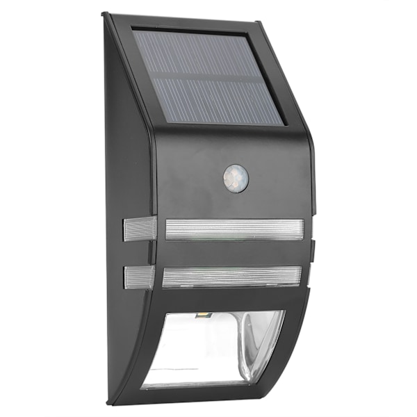 Solcelled PIR Bevægelsessensor 2 LED Sti-Væglampe Have Sikkerhedslamper Sort Ren Hvid