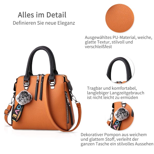 Mode Håndvesker Damevesker Elegant Shopper Tote Lær Skulderveske Kvinner Skulderveske Klassisk Håndtakveske for Kontor Daglig Bruk Svart