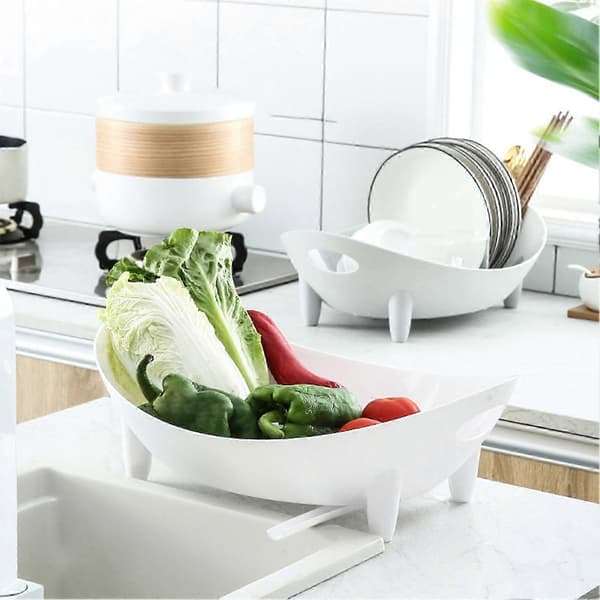 Diskställ i plast - för kök - med bestickhållare Grey