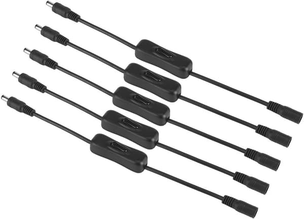 DC 12V Inline Switch, 5 stk. LED Strip Lys Tænd/Sluk DC Jack (5,5 x