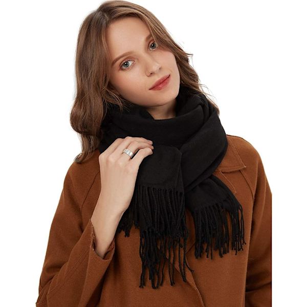 MaaMgic Dam Scarf Varm Höst Enfärgad Bomull med Tofs/Fransar, 40+ Färger Enfärgad & Rutig Pashmina XL Scarves Stole Återanvändbar