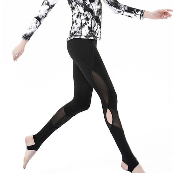 Sportyoga Byxor för Kvinnor, Hög Elastisk Fitness Slim Mesh Byxor (L)