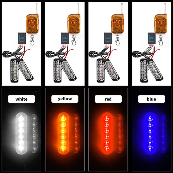 6 LED Bil Stroboskop Bromsljus - 12V-24V Fordonsljusramp - Säkerhet